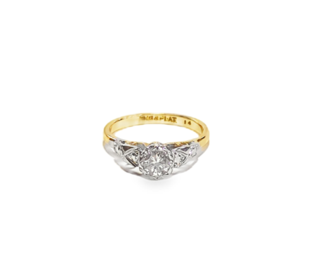 18ct yellow gold with platinum setting vintage diamond ring