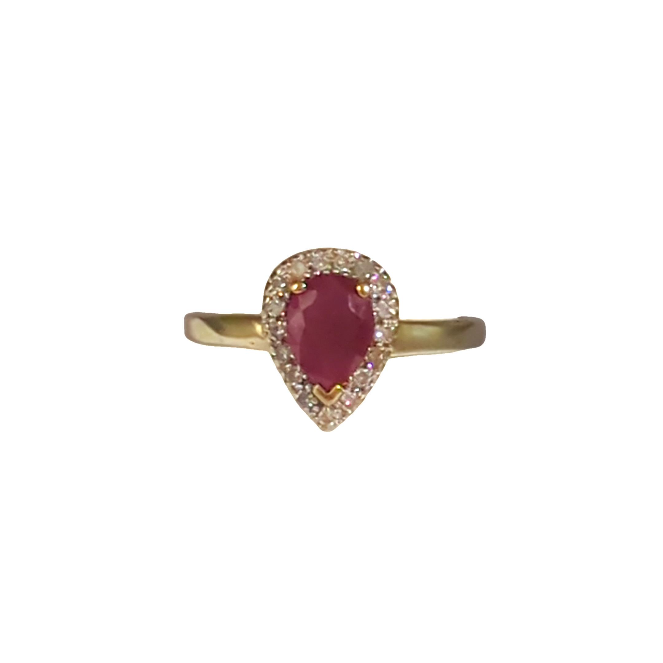 Ruby Conroy 9ct Pear Shaped Ruby with Diamond Halo Ring - conroycouch