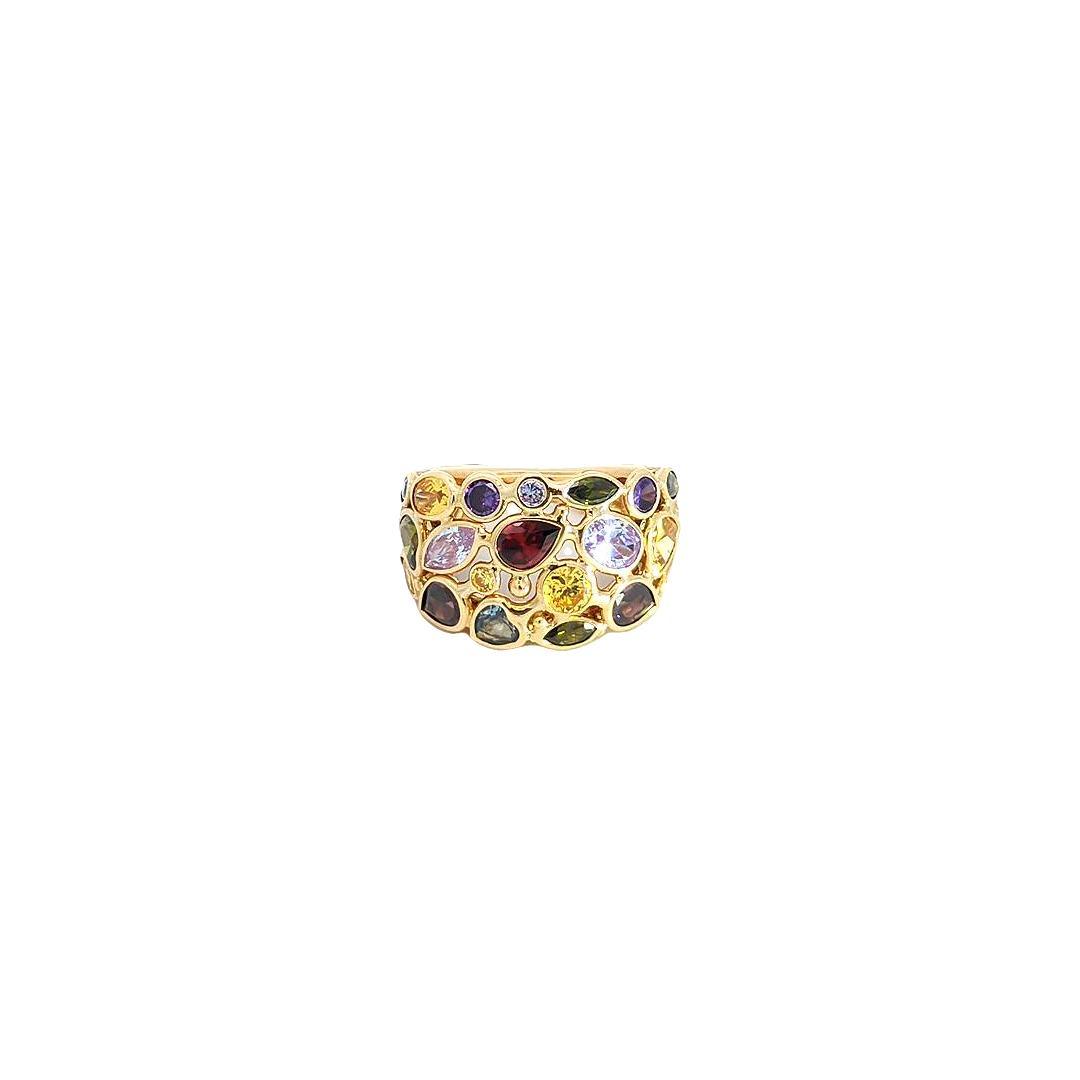 Heavy Ring 18ct Heavy Ring with Various Multi Coloured Gemstone - conroycouch